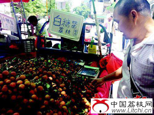 目前，市场上销售的荔枝大约10元一斤。 《东江时报》记者朱金赞 摄
